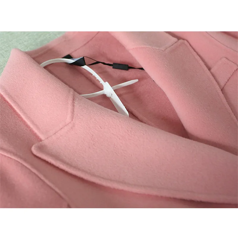 

Woolen Coat Women Korean Loose Sweet Pink 2021 Spring New Fashion High Quality Noble Lapel Wool Jacket Blends Tops Feminina N858