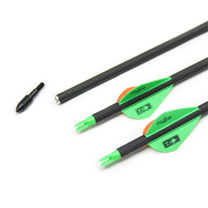 

2020 New Bow Shooting 6/12/24pcs Spine 300 Pure Carbon Arrow Length OD7.6mm with Removable Tip for Recurve Compound