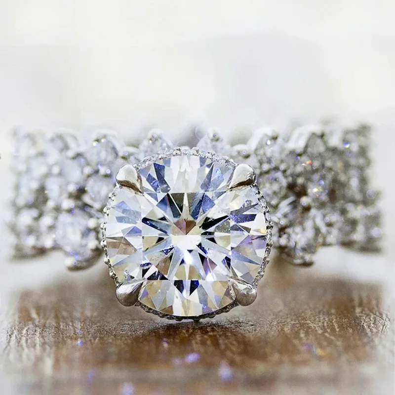 

New Shine Ring Trendy Crystal Engagement Claws Design Rings For Women Zircon Cubic Elegant Rings Female Wedding Party Jewerly