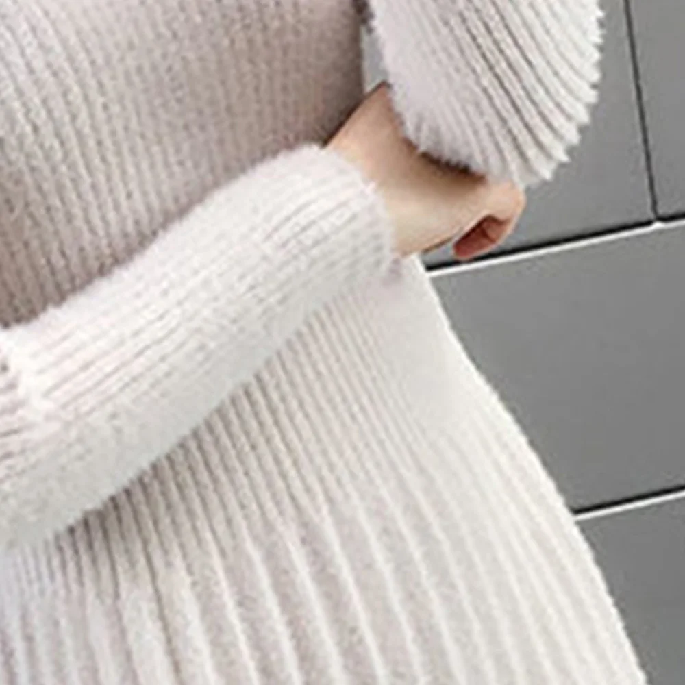 

Imitation mink velvet long skirt bottoming women's slim fit 2020 autumn and winter new style knitted dress trend