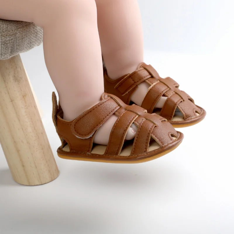 

Summer Baby Sandal Prewalker Girl Boys Pu Leather Baby Peep Toe Flat Brand Toddler Beach shoes Sandals 0-18M