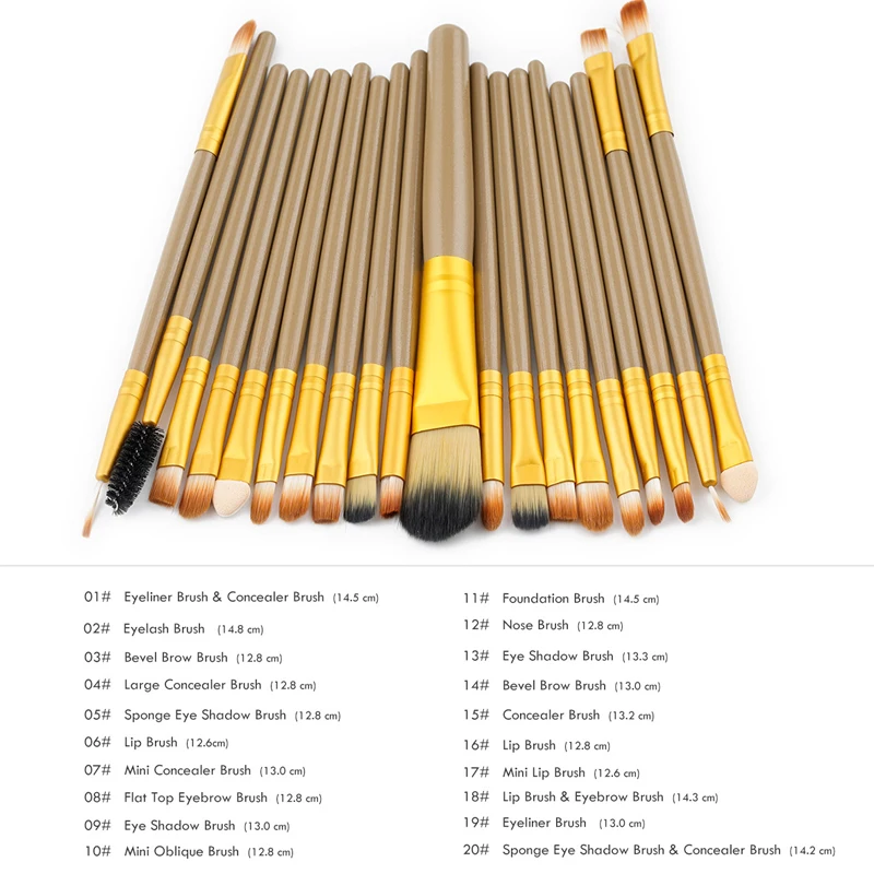 Набор кистей для макияжа 20 шт. пудра румяна тени век консилер Кисть губ и глаз