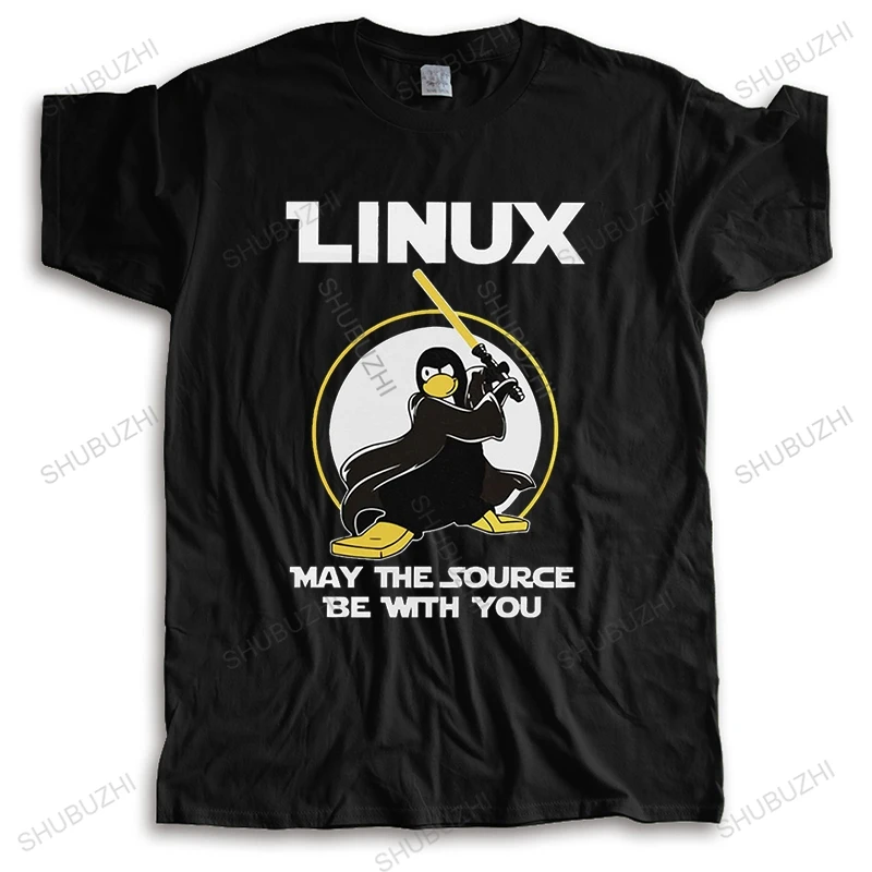 

Linux May The Source Be With You T Shirt Men Cotton Penguin Programmer Developer Programming T-shirt Coding Nerd Coder Tee