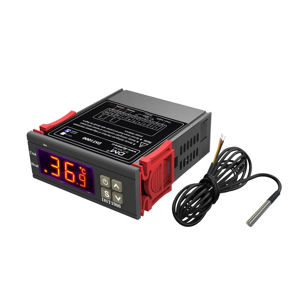 

DST1000 Single Display Digital Temperature Controller Control Thermostat DS18B20 Sensor Waterproof AC 110-230V Replace STC-1000