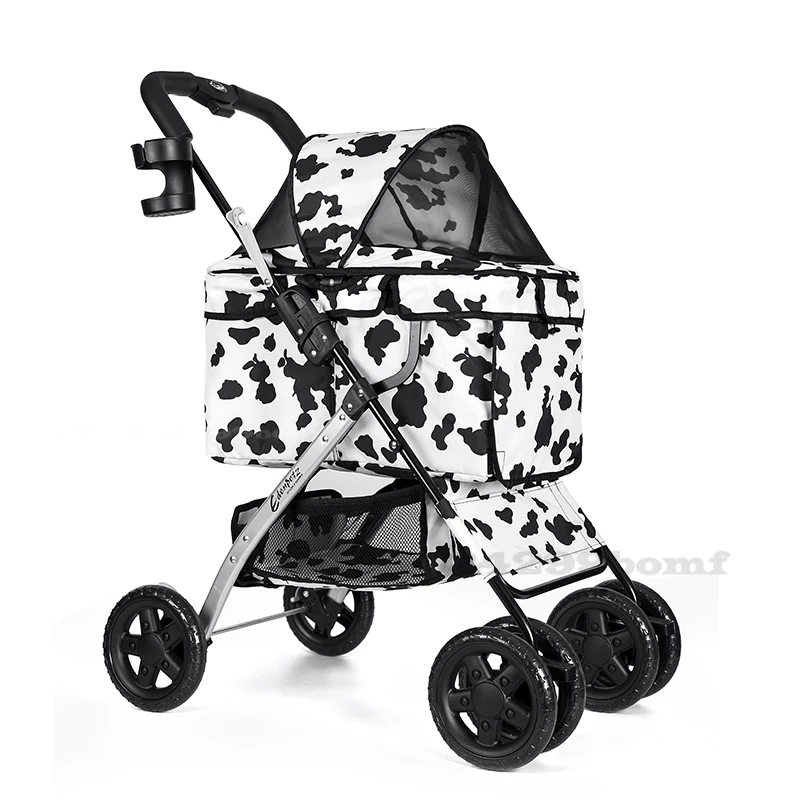 

Pink Large Pet Stroller High Quality Dog Stroller Rescue Dog 4-wheeled Outbound Supplies Box Pet Carrier Big wheel Bearing 15kg