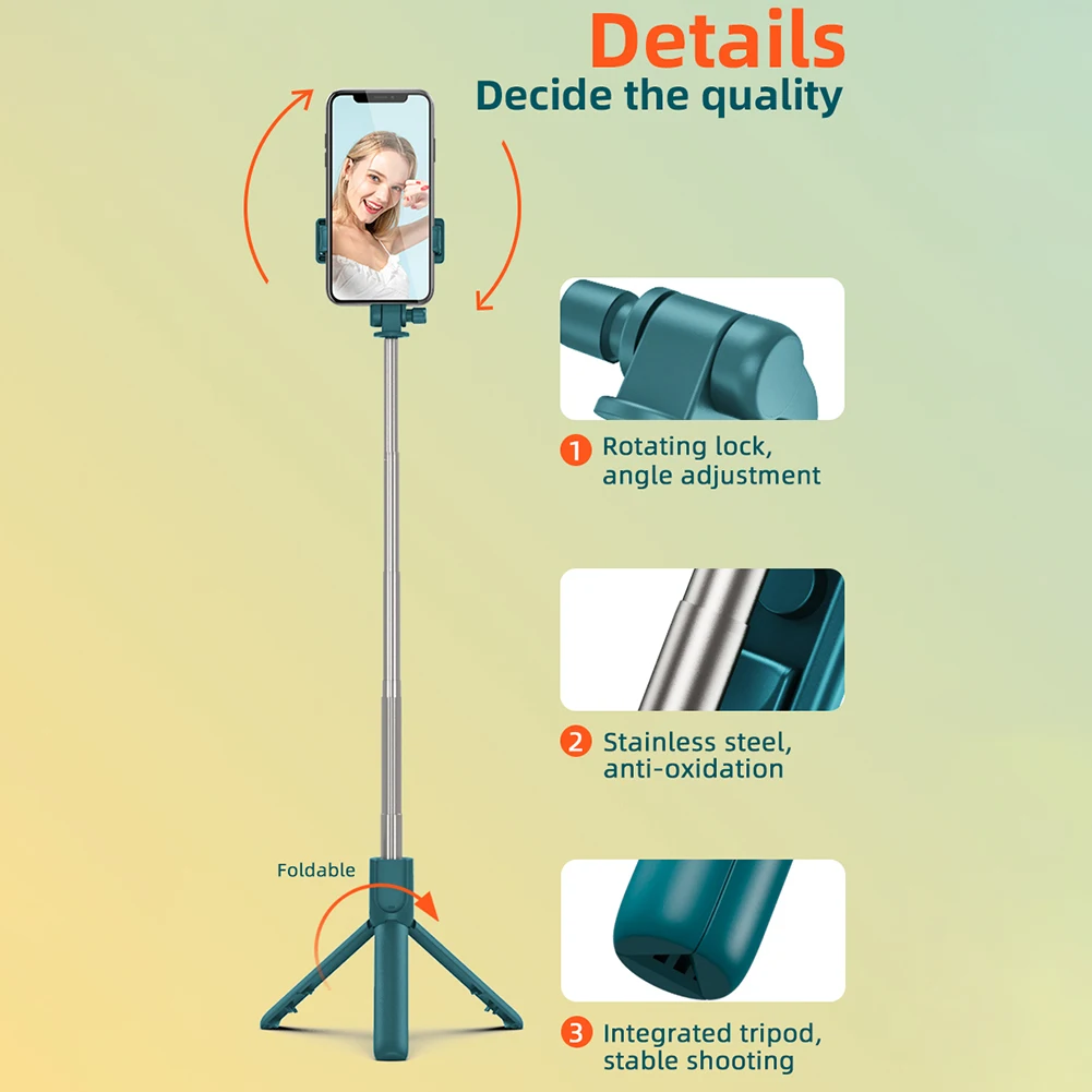 

Wireless Bluetooth Selfie Stick Aluminium Alloy Extendable Handheld Monopod with Stand Live with Base for Smartphone