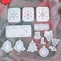 14pcs christmas ornaments silicone molds epoxy resin molds diy craft hanging decor xmas tree ornament jewelry making tools