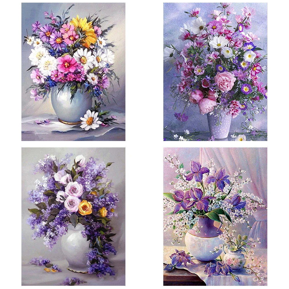 

Diamond Painting Floral Embroidery Kit Rose Peony Cross Stitch 5d Diy Mosaic Rhinestone Pattern Artist Home Decoration