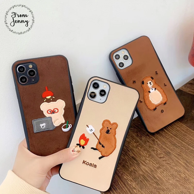 От Jenny плюшевая вышивка для iPhone 11 Pro x xr xs max 7 8 Plus защитный мягкий чехол телефона с