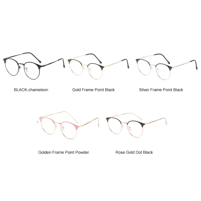 

Bluelight-blocking Glasses Flat Lens with Discoloration Retro Style Round Thin Frame for Computer Workers Outdoors SER88