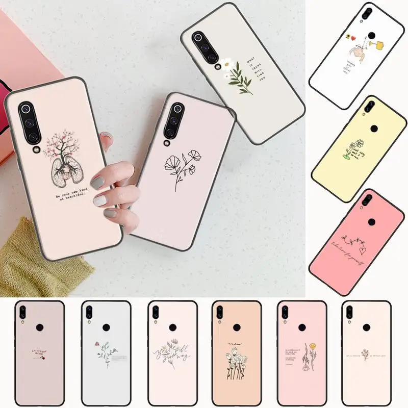 

Great Aesthetic Flower Phone Case black For Xiaomi Redmi mi note 7 8t 9 9t 9s 8 10 10t 11 pro lite K20 max 3
