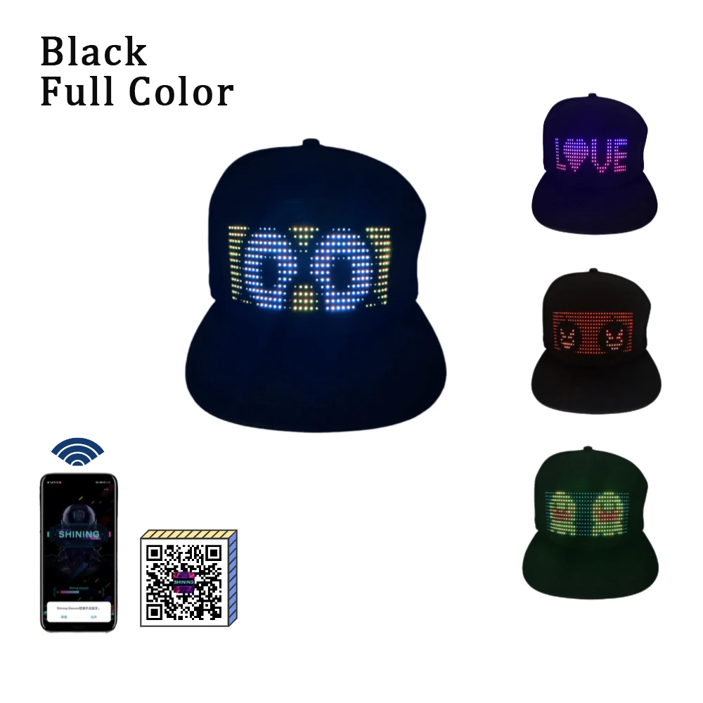 Halloween creativo Display a LED cappello leggero cappello Bluetooth personalizzato controllo APP Mobile modifica cappello brillante parola cappello Hip Hop