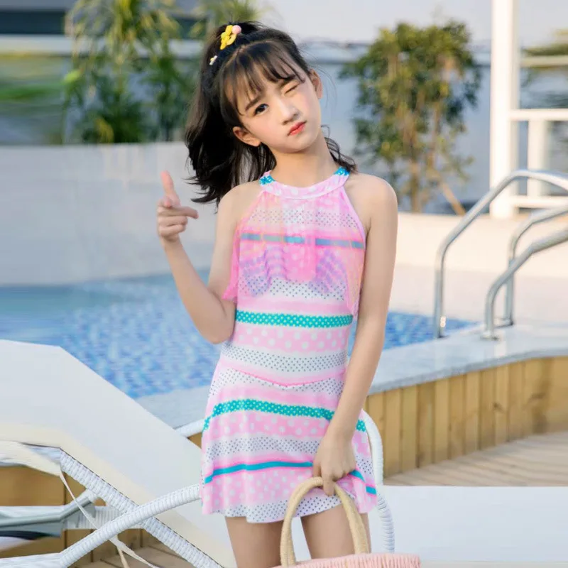 Новый стиль детский купальник Женский цельный раздельный принцессы для девочек