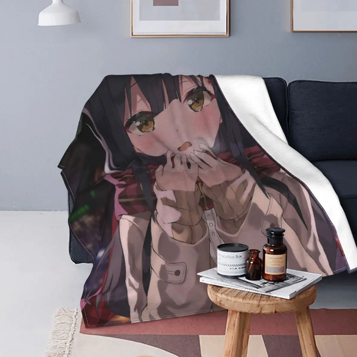 

Anime Girl Japanese Blanket Fleece Printed Kawaii Manga Cute Girl Lightweight Throw Blanket for Sofa Outdoor Bedspread