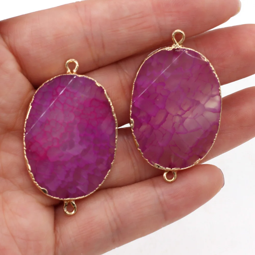 Hot Sale Natural Gem Stone Pendant Connector Faceted Charms for DIY Necklace Jewelry Making Supplies 25x40mm |