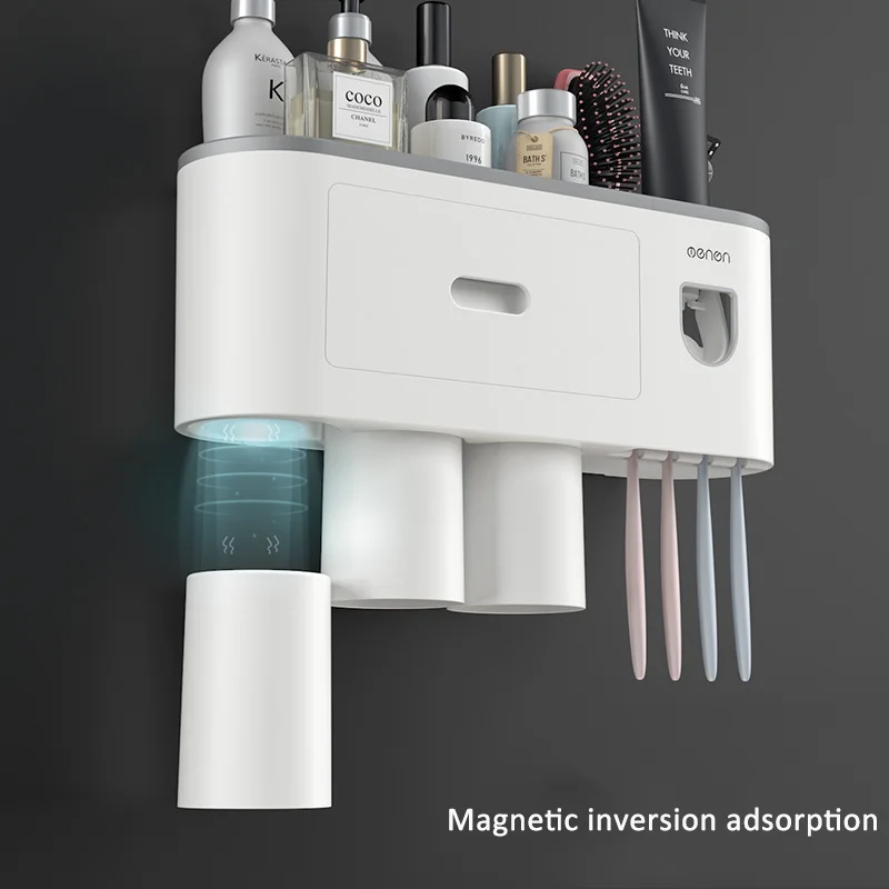 Magnetic Adsorption Inverted Toothbrush Holder Storage Rack Automatic Toothpaste Squeezer Dispenser Bathroom Accessories Home |