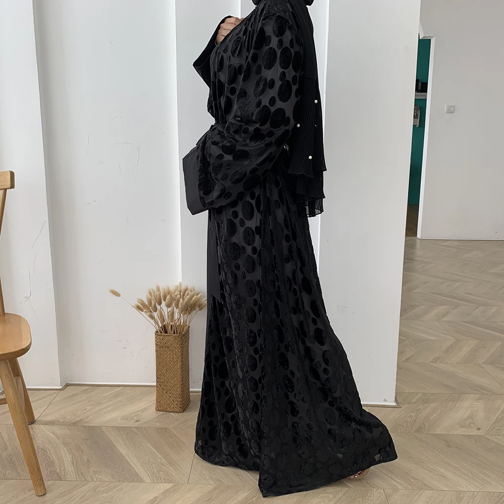 Black Eid Mubarak Kaftan Dubai Abaya Turkey Kimono Cardigan Hijab Muslim Dress Islamic Clothing Abayas For Women Robe Femme Ete |