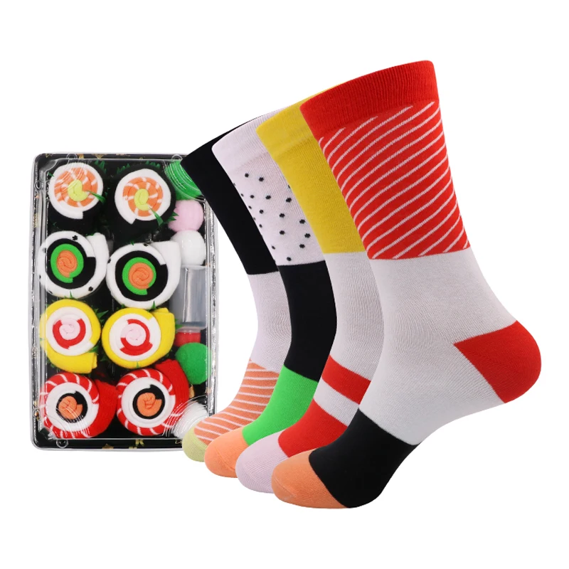 Women Pizza Socks Personalized Design Pizza Sushi Christmas Gift Box Socks Happy Sushi Sock Cotton Sokken Birthday Gift Cute