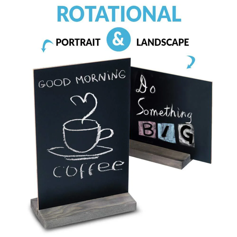 

22 x 15CM Message Board Display Sign Wooden Base Double-sided Price Tag Thicker Black Chalkboards Signs Memo Board (Black)