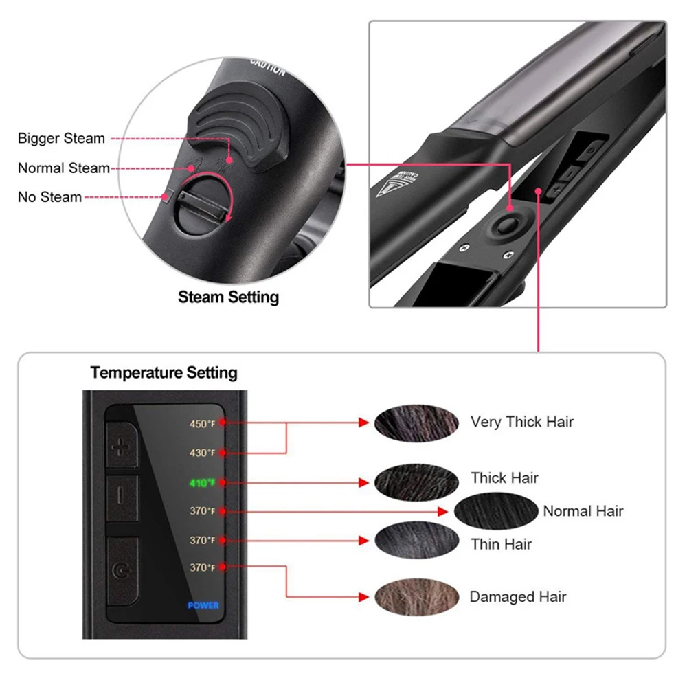 

Multifunctional Hair Straightener Curler 5 Levels Temp Control Protect Hair Cell Hair Straightening Splint Electric Curling Iron
