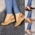 Летние женские туфли с открытым носом на танкетке, на толстой подошве сандалии с открытым носком; Обувь с открытым носком обувь на танкетке; Женские сандалии на платформе, женские туфли с широко открытым носком на платформе