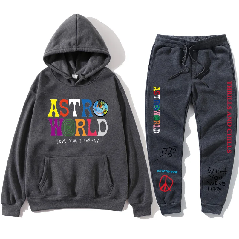 

Men's Tracksuit Hoodie Suit Fashion Letter Print Sweatshirt+Pants Autumn Brand Casual Sports Sets Two Piece Splicing Clothing