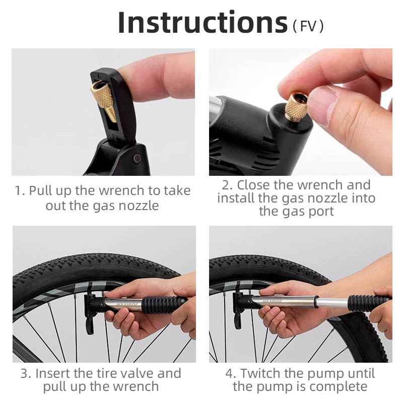 ROCKBROS Bike Pump 100PSI FV AV Gas Nozzle Bicyle MTB Road Mini Portable Air Inflator Stainless Alloy Cycling Accessories | Спорт и