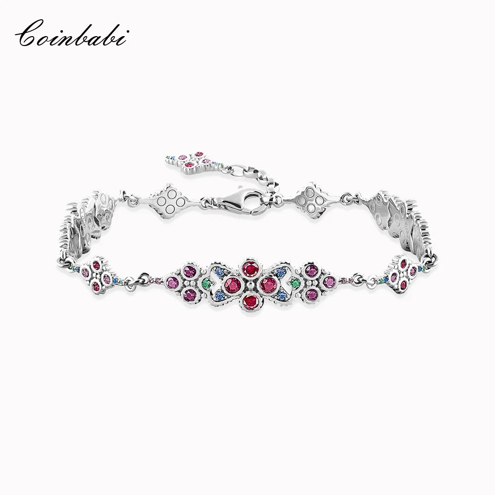 

Браслеты с великолепным орнаментом, Красочные камни из стерлингового серебра 925 пробы, европейские ювелирные изделия для женщин в викториа...