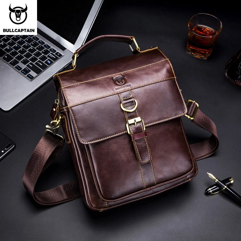 BULLCAPTAIN Men's Baotou Layer Cowhide Chest Nag New Leather Men's Shoulder Messenger multifunctional Shoulder Bag