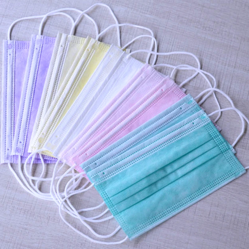 3 Слои одноразовые маски для лица оранжевый фиолетовый красный белый черный маска полости рта нетканый