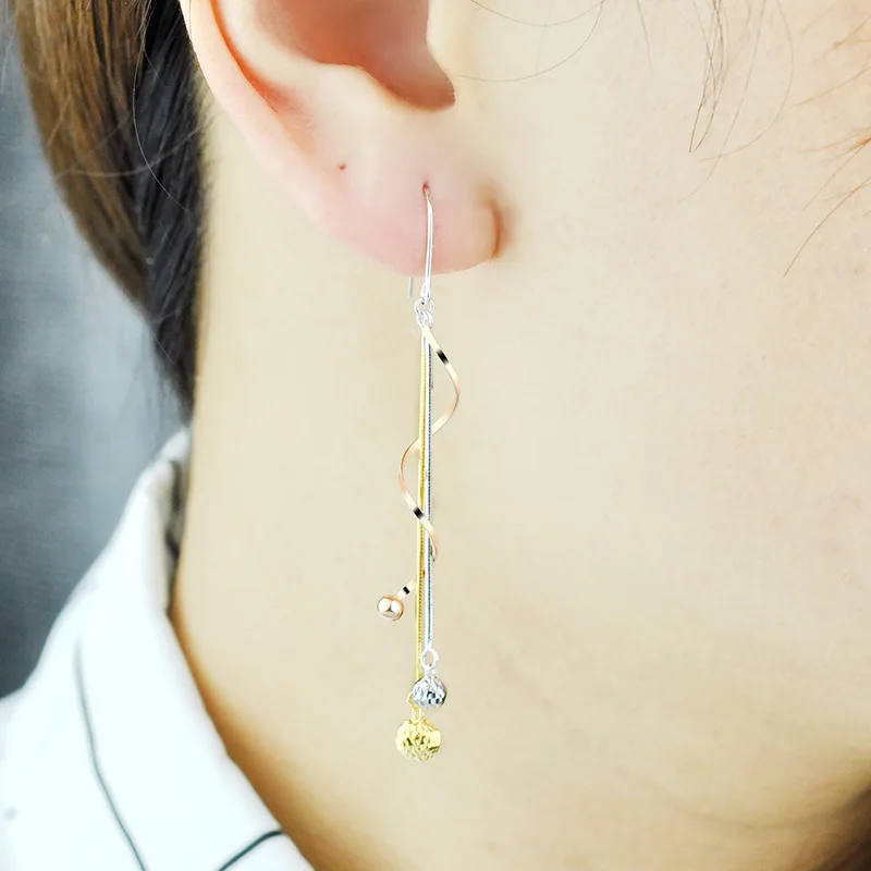 BOCAI S925 серьги-капли из стерлингового серебра для женщин трехцветные золотые