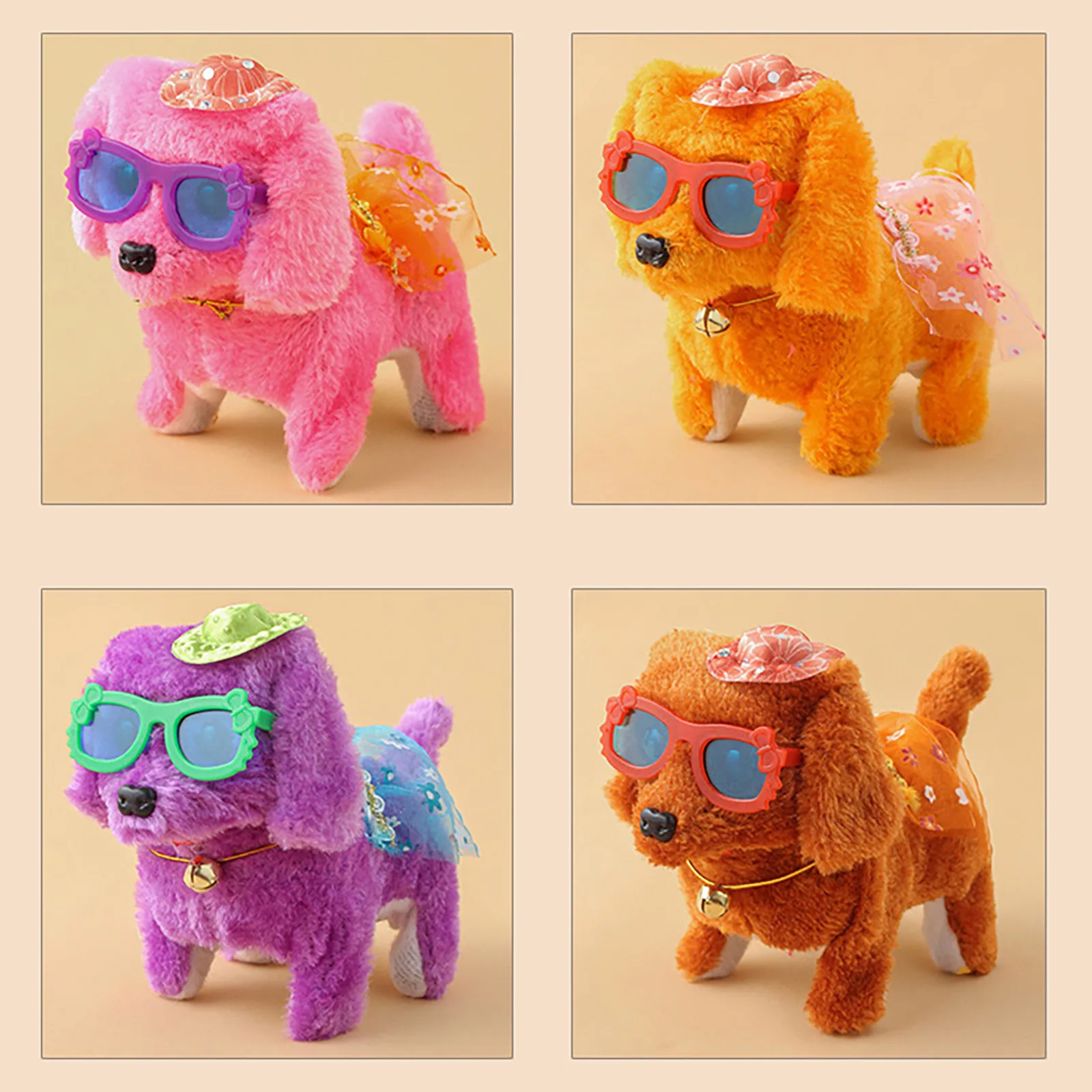 

Children's explosive toy cute dog sound toy electric dancing puppy wearing glasses hat puppy stuffed plush toy gift подђка X5