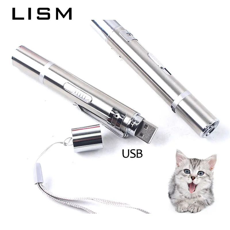 USB Перезаряжаемый кошачий лазерный охотник, игрушки 2 в 1, многофункциональные забавные игрушки для кошек, интерактивный светодиодный светильник, Обучающие инструменты, устройство, хит