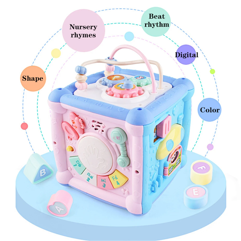 

Multifunctional Musical Toys Toddler Baby Box Music Electronic Activity Cube Gear Clock Geometric Blocks Educational Toys Gift