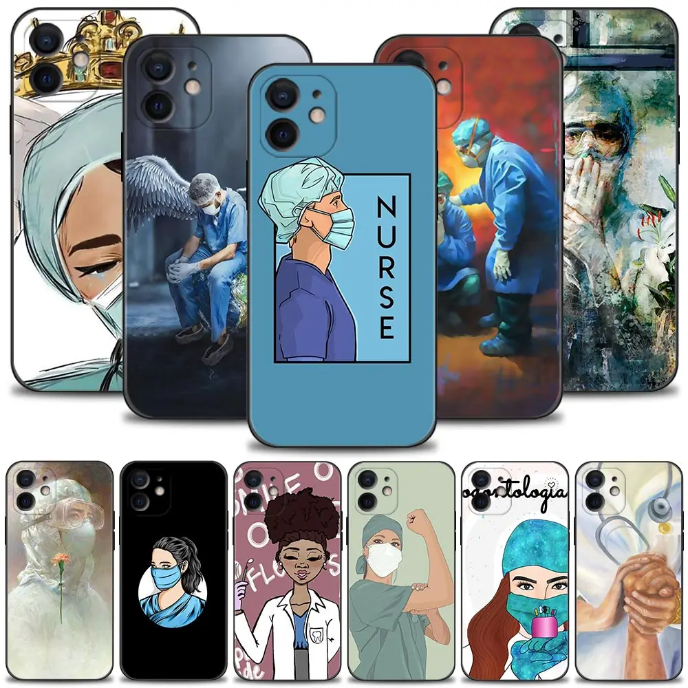 

Cartoon Medicine Doctor Nurse Case For Apple iPhone 14 13 12 11 Pro Max Mini XS Max XR X 7 8 Plus 6 6S Cover Silicone Shell