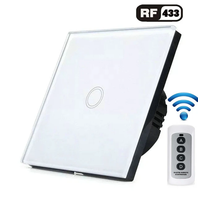 White 1 open ЕС/Великобритания Стандартный 1/2/3 RF433 дистанционного Управление настенный выключатель, Беспроводной умный светильник переключатели, Стекло Панель сенсорный выключатель AC 110 V-220 V - Цвет: White 1 open