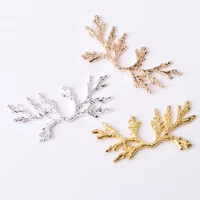 50pc 2653mm kc gold color big leaf branch charm for wedding hair jewelry findings for diy handmade jewelry making