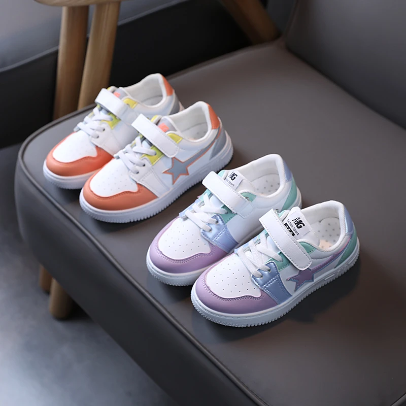 

New Girls White Sneakers Kids Boys Casual Tennis Toddler Skate Shoes Spring Autumn Children Sports Shoes Purple Casual Shoes