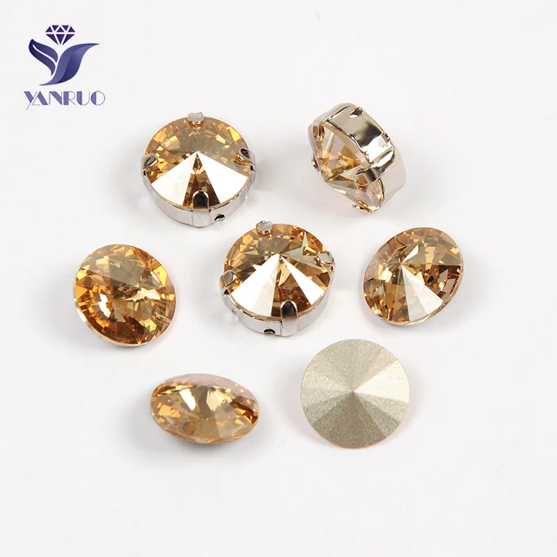 YANRUO 1122 Rivoli Высокое качество K9 Кристалл Золотая тень GSHA Стразы для шитья одежды