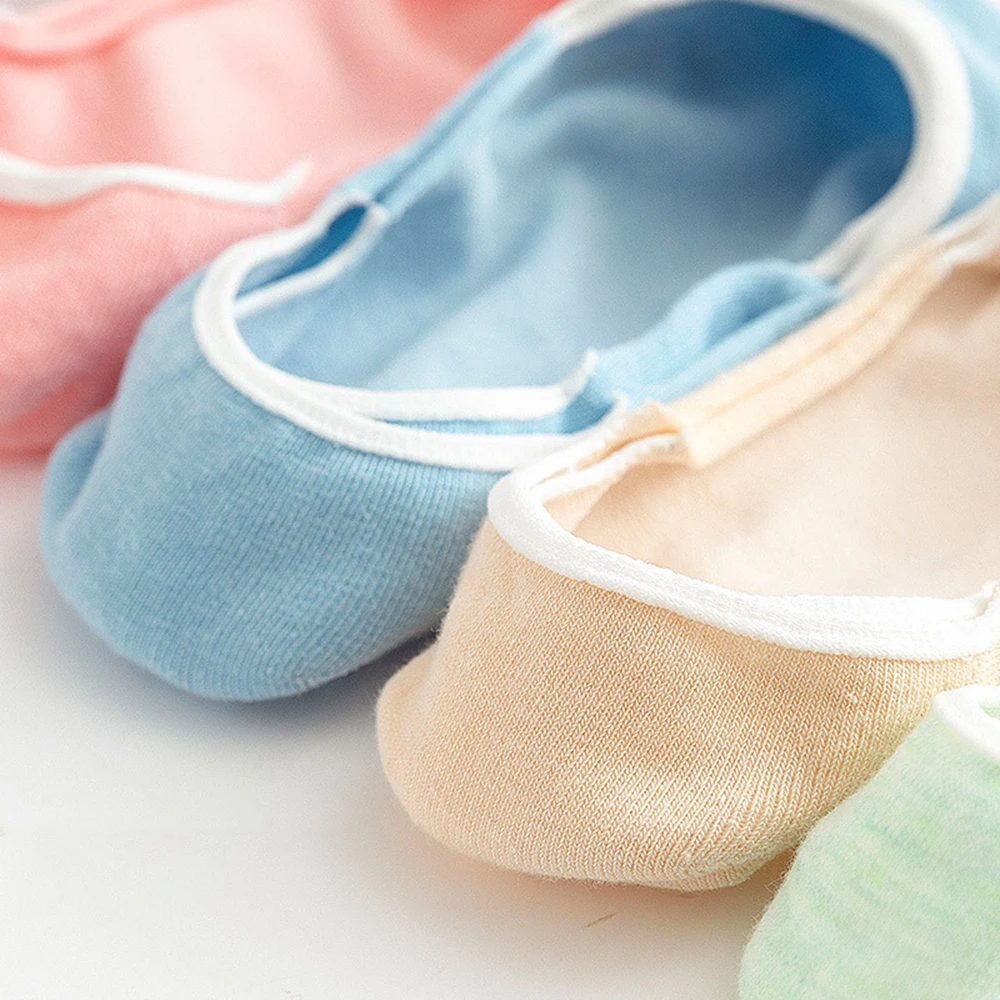 

5 Pairs Cotton Women Summer Invisible Short Socks Set Non Slip Silicone No Show Sock Slippers White Boat Ankle Socks Solid Color