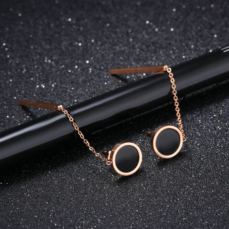 Женские серьги простой дизайн розовое золото цепочка висячие длинные женские