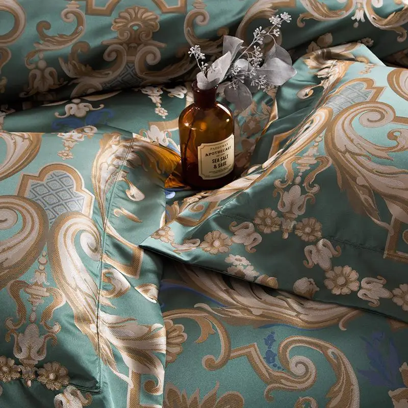 

New Luxury Silk Egypt Cotton Jacquard Fantastic Color Bedding Set Duvet cover set Bed Sheet Pillowcase Queen King size 4pcs