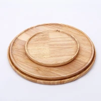 japanese round rubber wood pan plate fruit dishes saucer tea tray dessert dinner bread wood plate