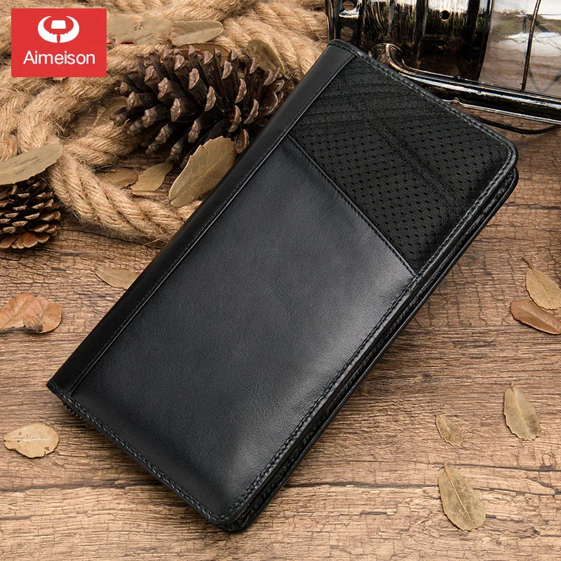 Деловой мужской Кожаный клатч на молнии многофункциональный кошелек для