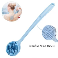 silicone double side bath body brush long handle back es rub massage shower cleaning remove exfoliating bathroom wash