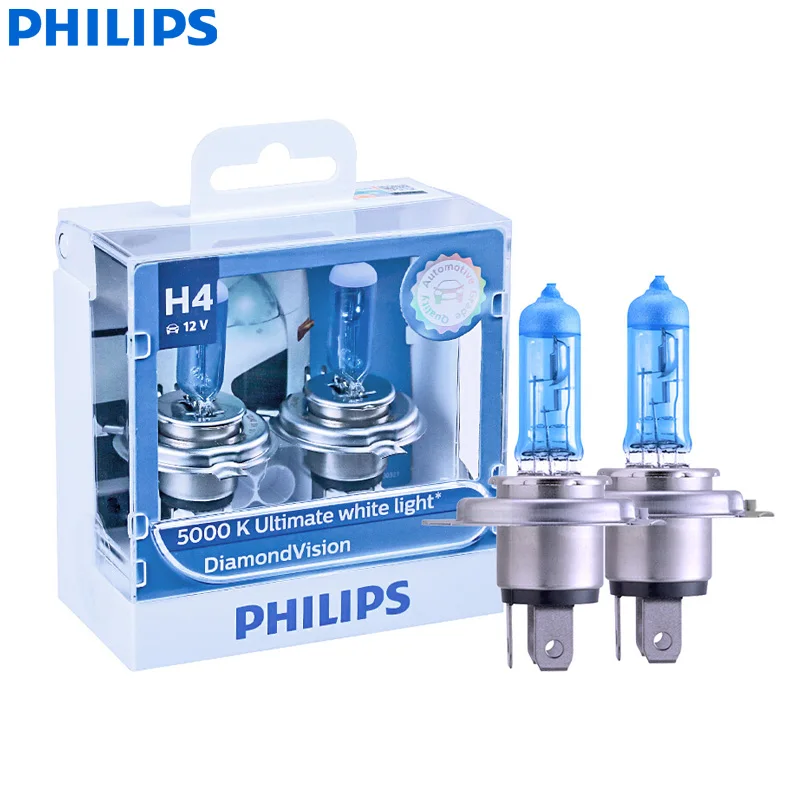 Philips Diamond Vision 9003 HB2 H4 12 в 60/55 Вт P43t 12342DVS2 5000K холодный светильник свет Автомобильная