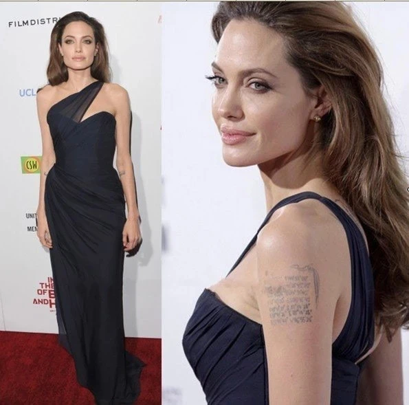 

Black Celebrity Dresses Sheath One-shoulder Chiffon Slit Sexy Famous Long Formal Red Carpet Dresses