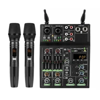 4 channel audio mixer console one for two wireless microphone mixer bluetooth k song karaoke