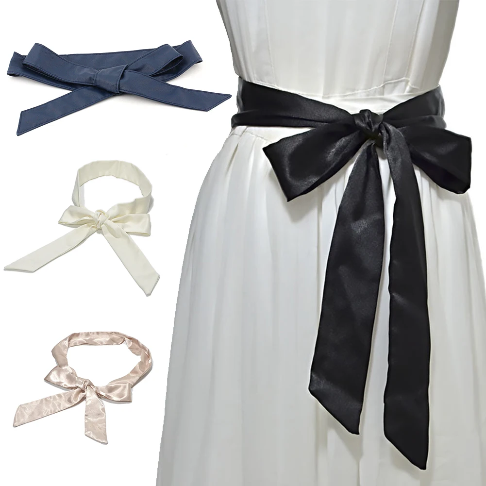 

Wrap Around Ribbon Corset Fashion Casual Dress Decor Women Waist Belt Self Tie Silk Waistband Bowknot Ladies Wide Soft