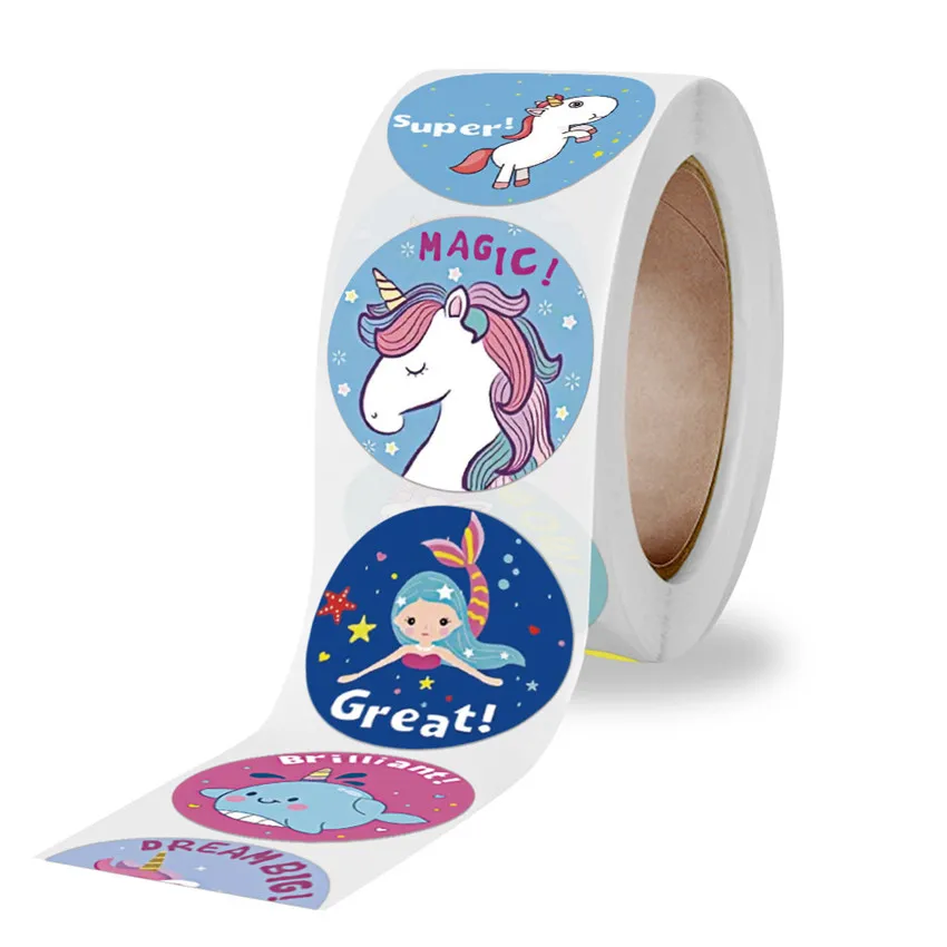 

Cute Cartoon Animal Unicorn Sticker kids Reward Sticker Gift Decoration Label Teacher Encouragement Student Stationery Stickers